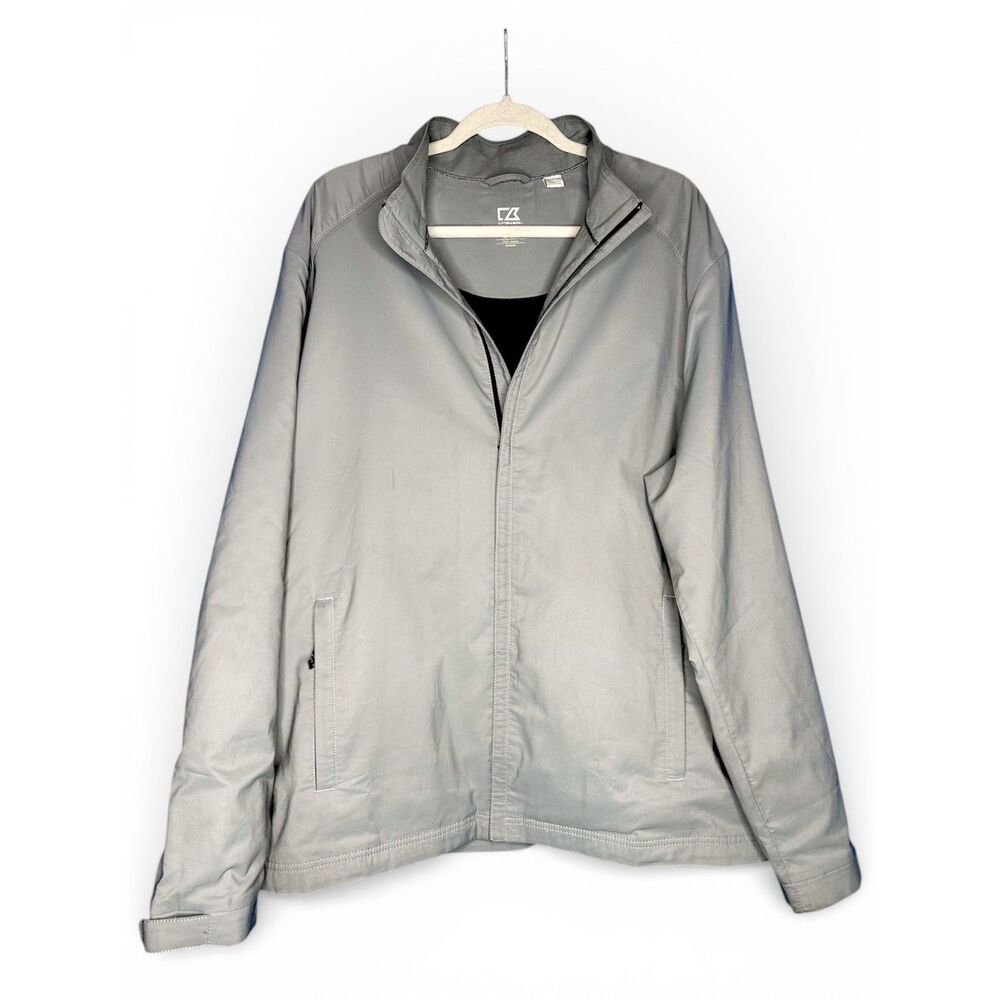 Cutter &‎ Buck Men's Grey Windbreaker WeatherTec Jacket XXL Breathable Full Zip